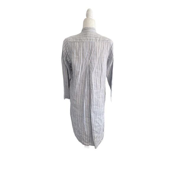 South Street Linen SOST Portland Maine Striped Tunic Popover Blue Gray White - Picture 4 of 10